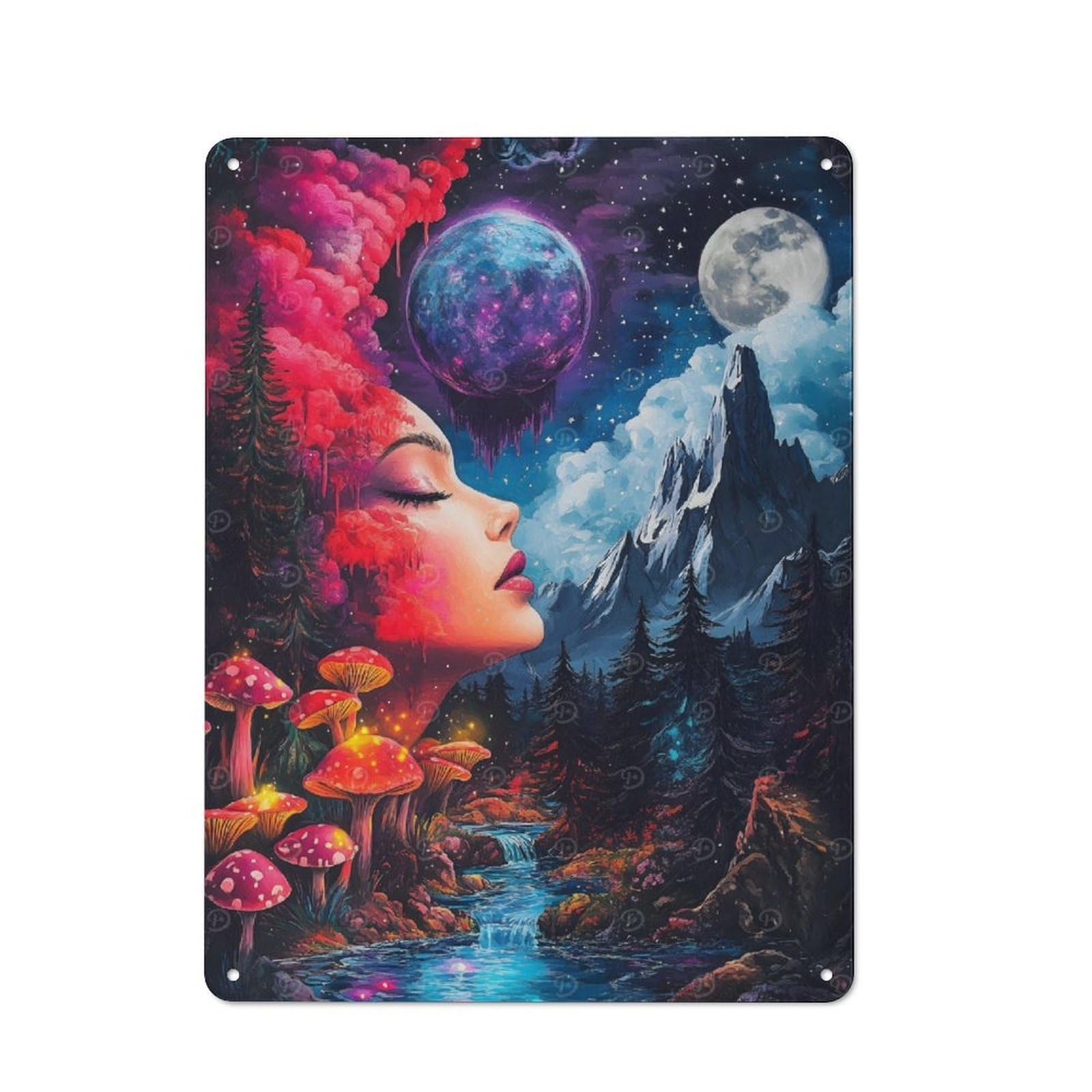 Junmoney Dreamy Forest Night Retro Metal Plaque 40X30cm For Garage Or Workshop, Housewarming Wall Decor For People Furnishing Garage And Workshop