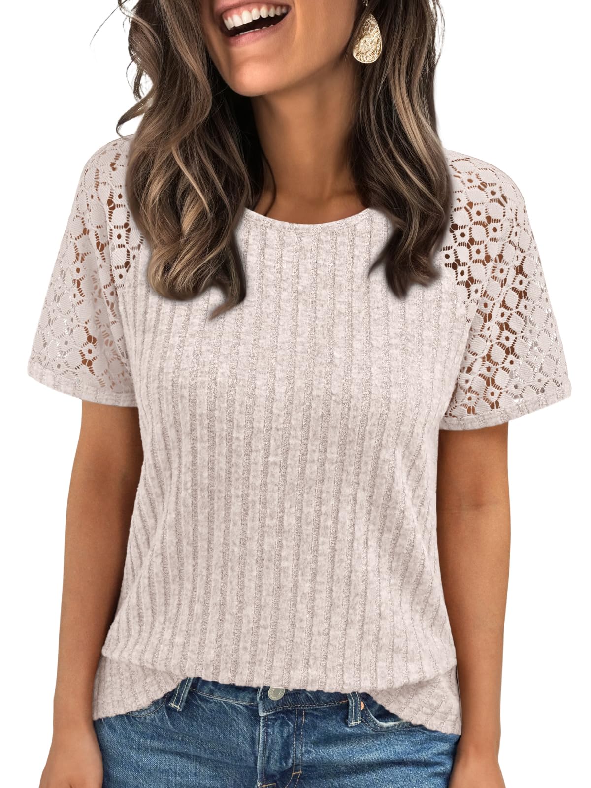 AUTOMET Womens Short Sleeve Sweater Crewneck Business Tops Dressy Casual Shirts Trendy Tunic Summer Clothes 2025