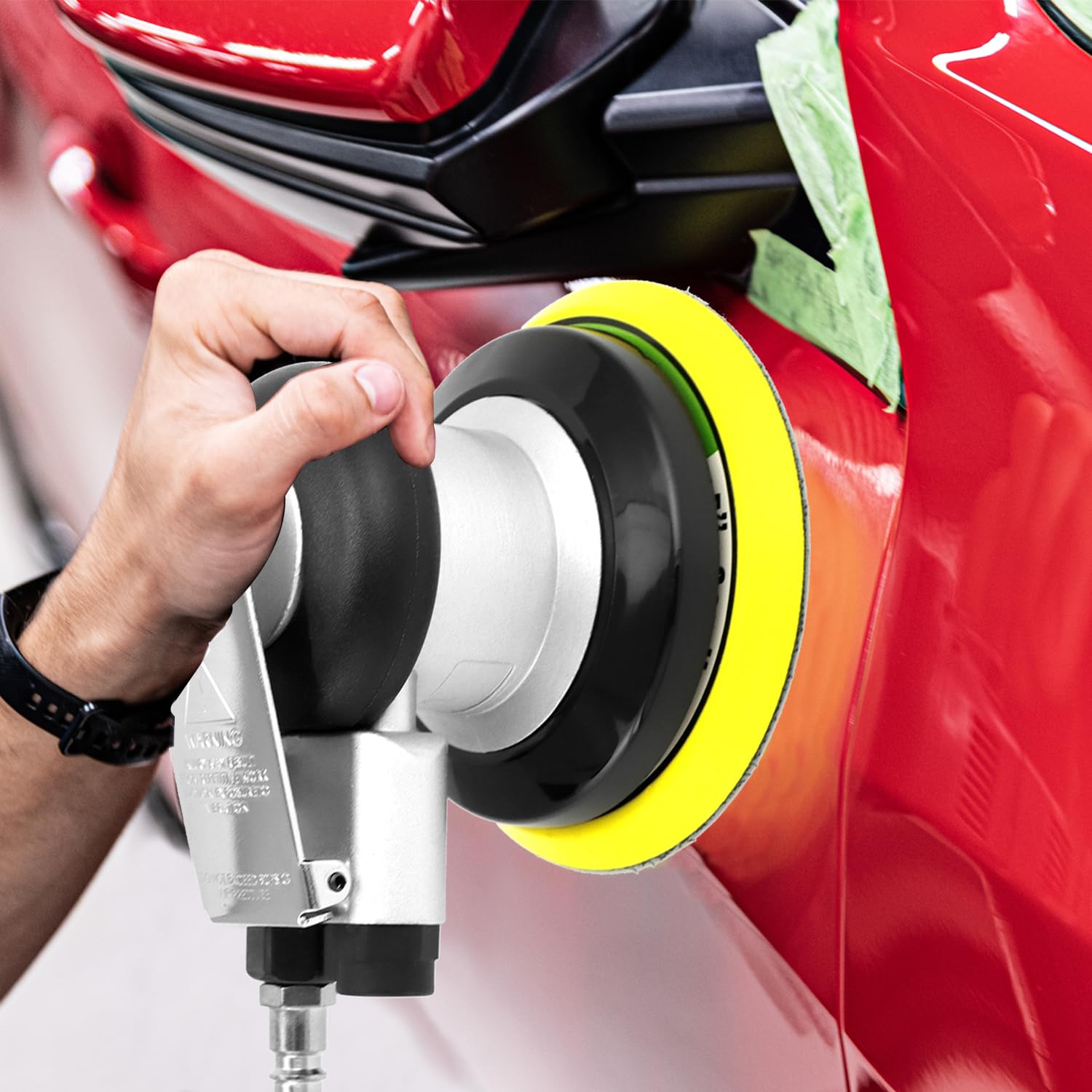Levigatrice eccentrica ad aria compressa QWORK® 125 mm 12000 giri/min - lucidatrice pneumatica ad alte prestazioni per lucidare, levigare e levigare automobili