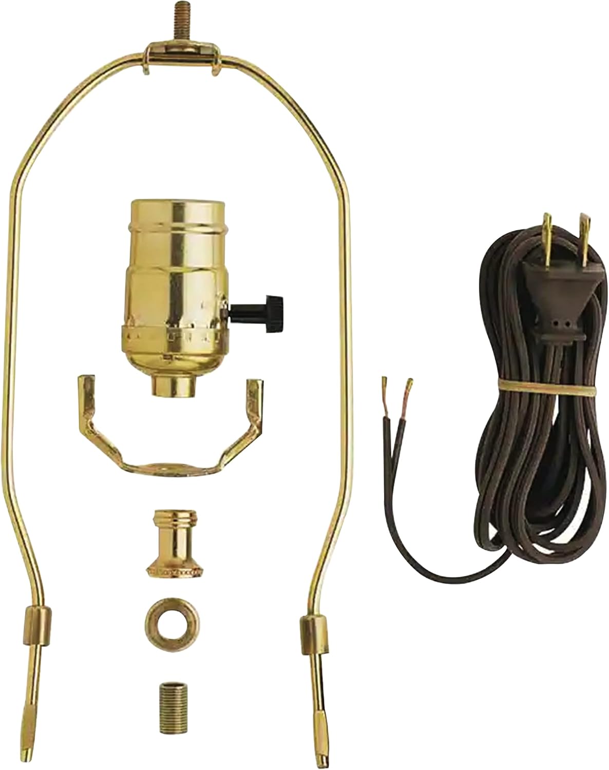 OHLECTRIC Lamp Making Kit – Complete Lamp Set with Brass-Plated Push-Through Socket -10" Detachable Harp, 8-Foot Cord, Hardware & Components – Restore Old Lamps, Custom Lighting OL-39148
