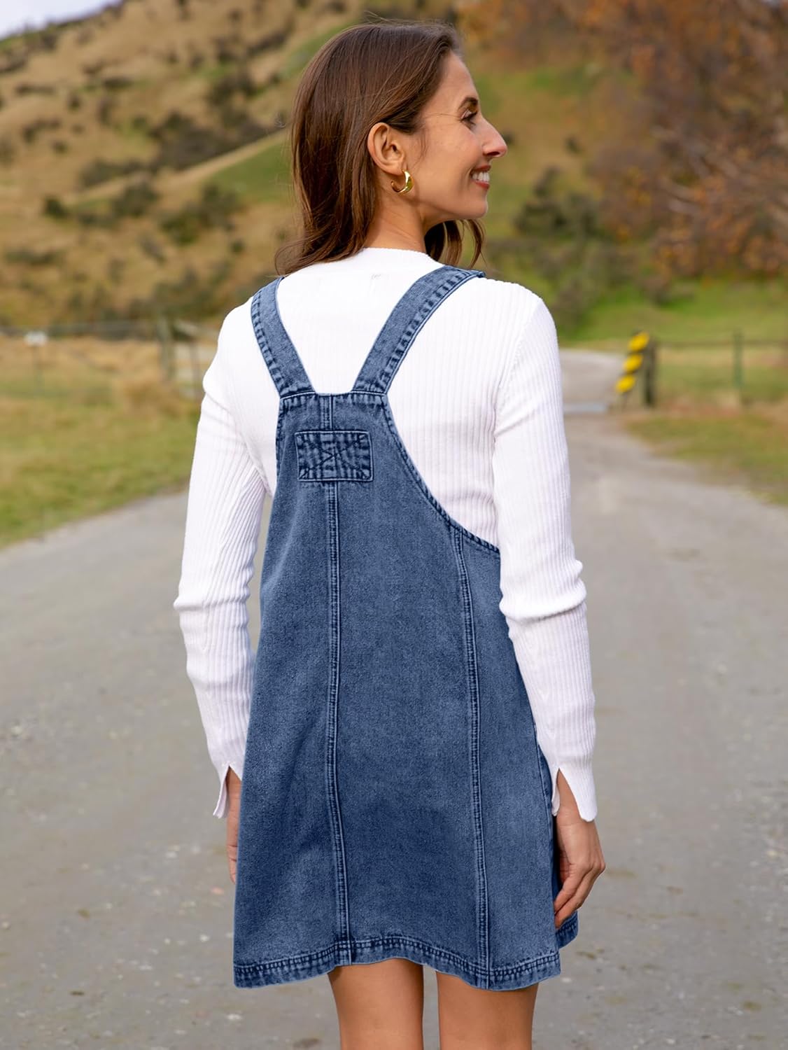 BerryGo Women's Denim Overall Dress Jean Sleeveless Mini Pinafore Adjustable Straps Overall Dress With Pocket - Image 7