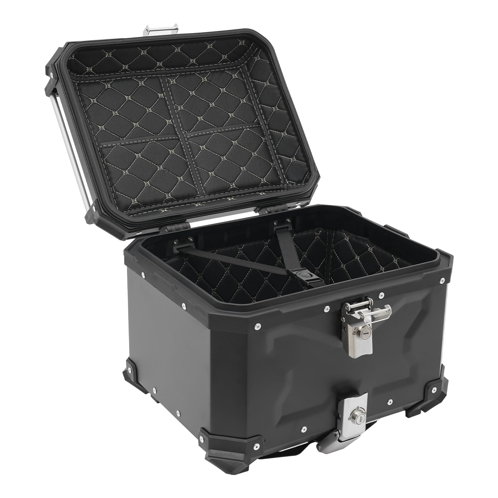 Bauletto da moto da 45 l, valigia da moto da viaggio con serratura di sicurezza, 41 x 33 x 30,5 cm, bauletto in lega di alluminio per moto, per riporre vestiti e strumenti di riparazione