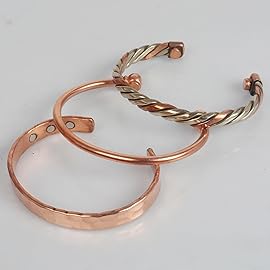 Touchstone copper bracelets | gift for men women |adjustable 100% pure solid real magnetic jewelry | handmade bracelet set combo | rope braided tibetan bangles. Set of 3 different designs