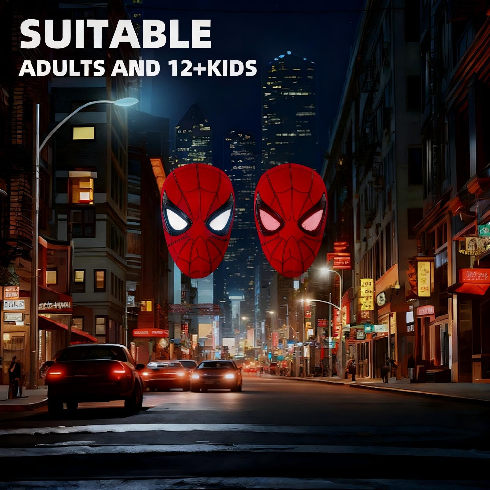 Spider Superhero Full-face Mask with LED Light & Moving Eyes