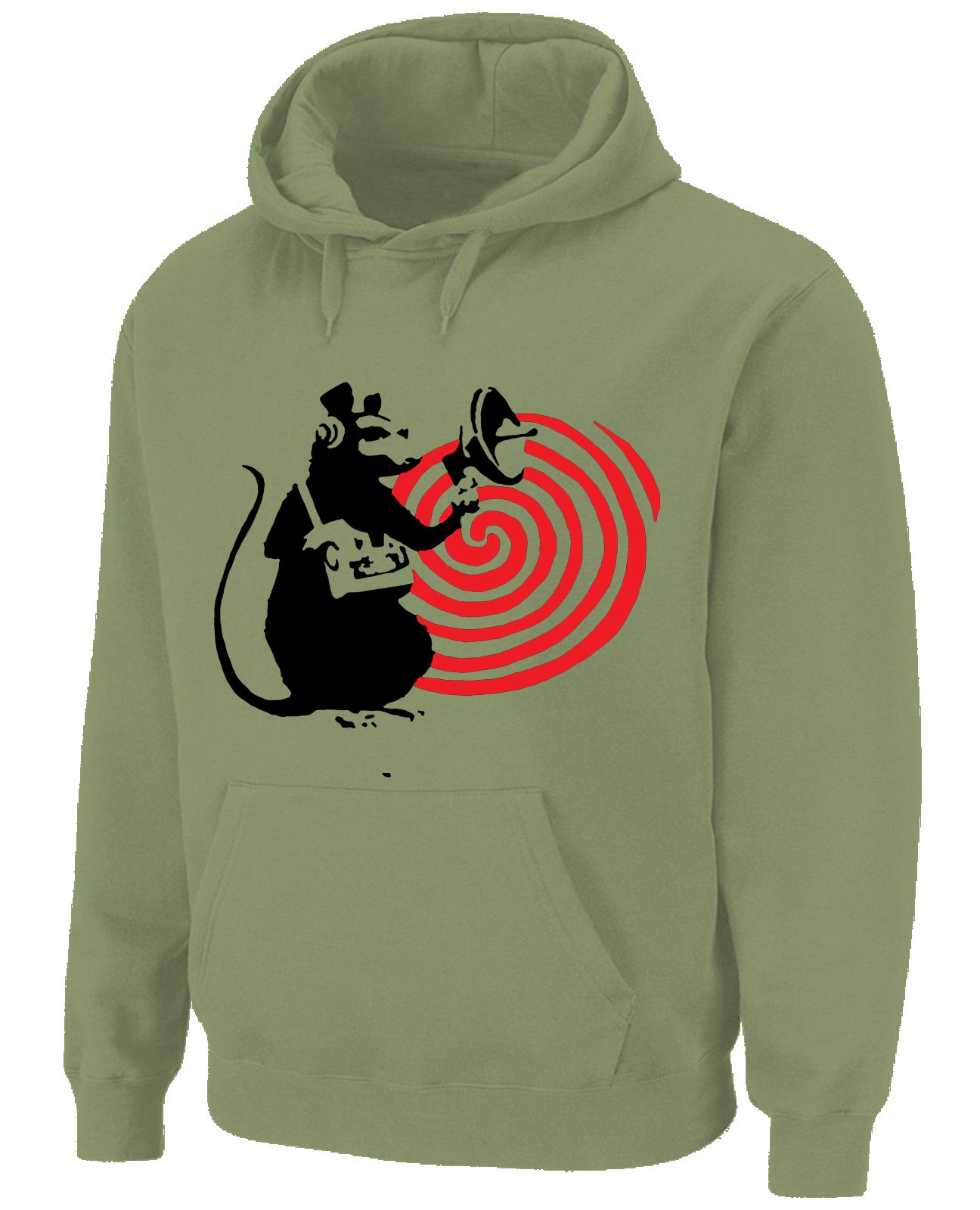 Tribal T-Shirts Mens Banksy Speaker Rat Hoody (medium, khaki)