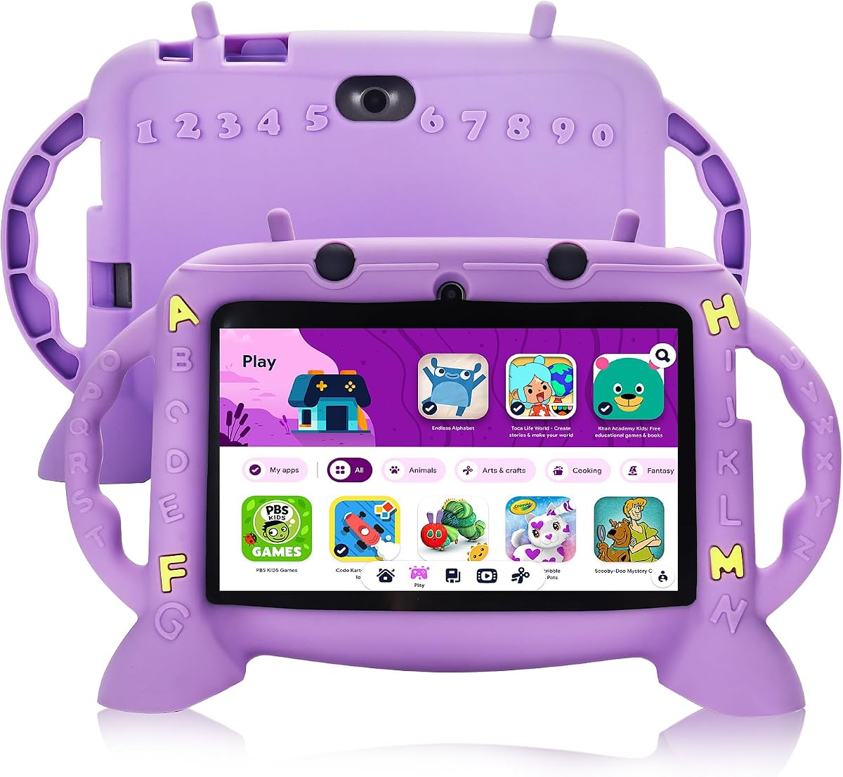 Kids Tablet, 7 inch Tablet for Kids 2-10, Educational Learning Toddler Tablet Android 11, 3GB RAM+32GB ROM Storage, Google Play YouTube, Baby Girl boy Present（Purple）