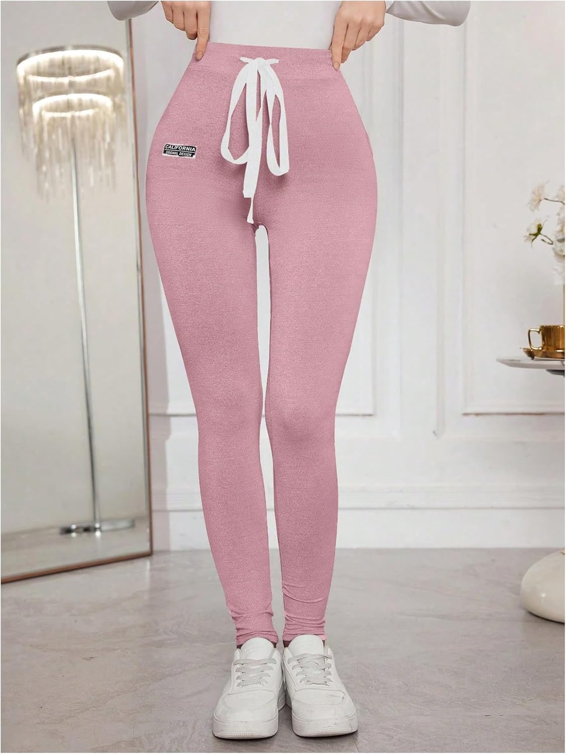 Verdusa Women's Drawstring High Waisted Leggings Tummy Control Workout Gym Yoga Pants - Image 4