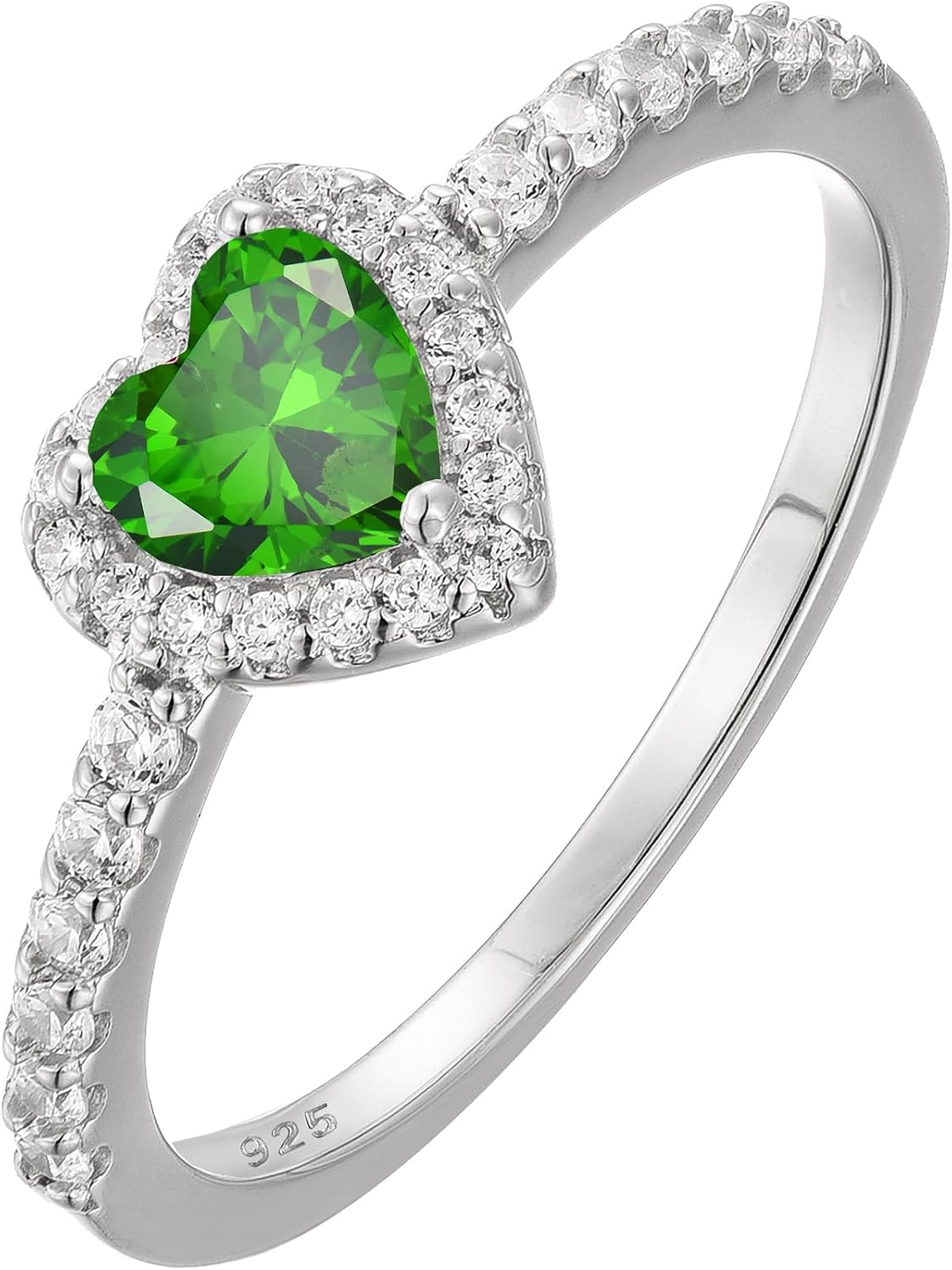 Promise Rings For Her Heart-Cut Emerald Ring Sterling