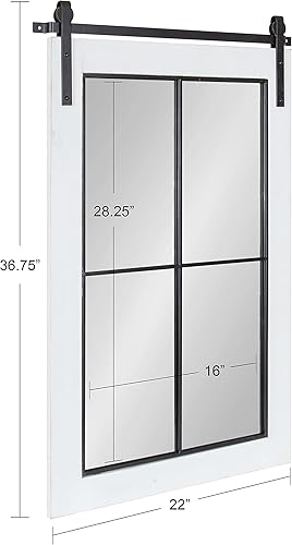 Miniatura 7 de Kate and Laurel Cates Farmhouse - Espejo de pared para ventana, 22 x 37, blanco, sofisticado espejo de panel de 4 paneles para pared