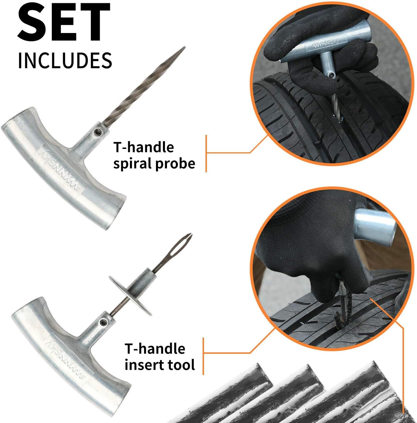 WYNNsky Heavy Duty Tire Repair Tools Kit - 60 Pcs Set Truck Tool Box for Motorcycle, ATV, Jeep, Truck, Tractor Flat Tire Plug Kit : Automotive