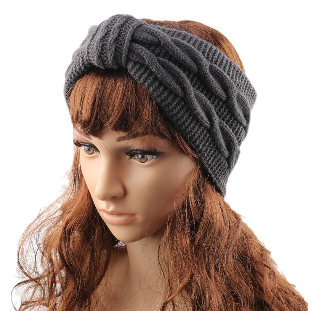 5 diademas elásticas de punto con lazo, para invierno, para mujer