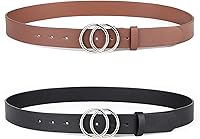 Vista 3 de Pack de 2 cinturones para mujer para pantalones con hebilla de doble y piel sintética