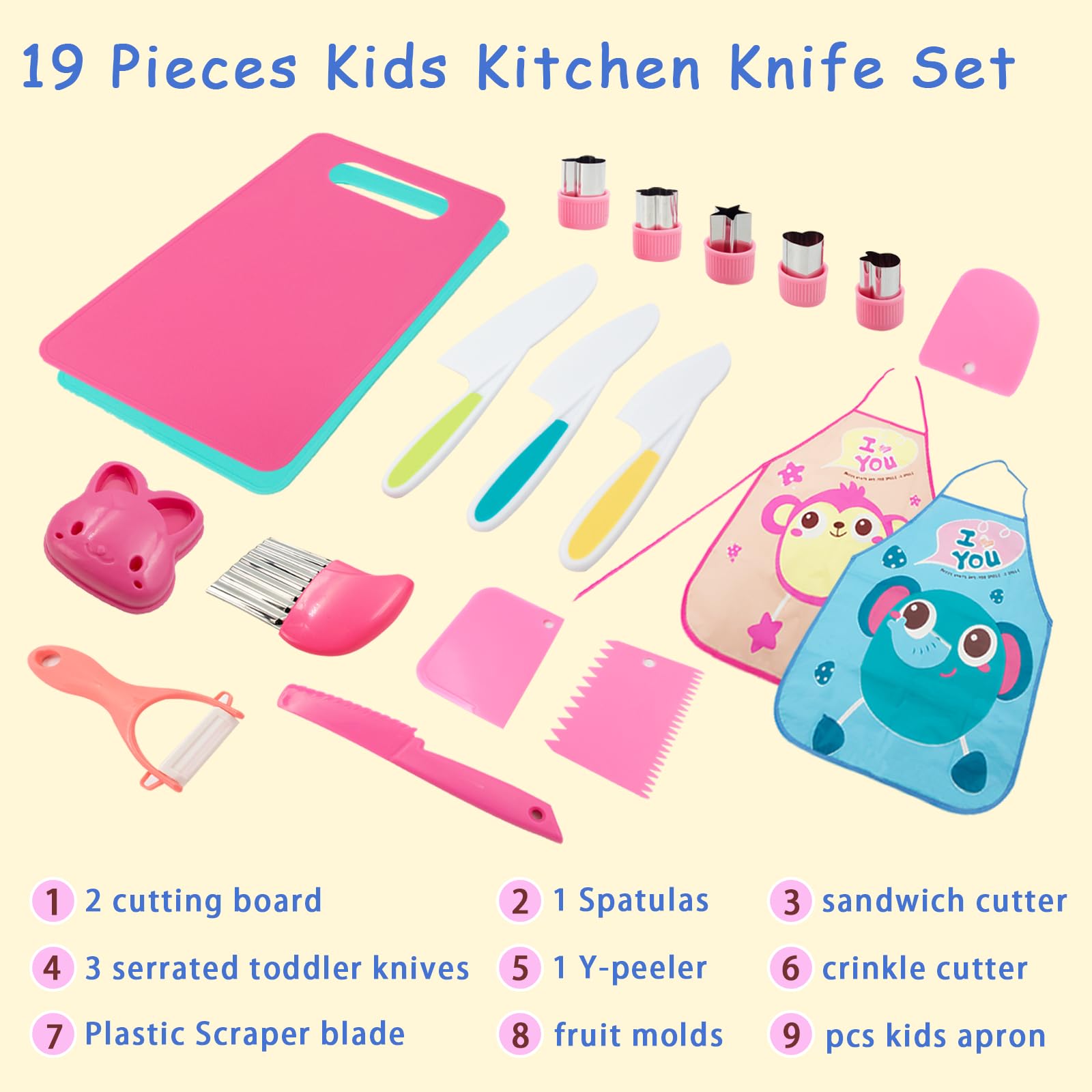 Juego de cuchillos de cortar para niños, 3 años, Montessori, juego de cocina para niños, con forma de cuchillo de fruta, tabla de cortar, delantal