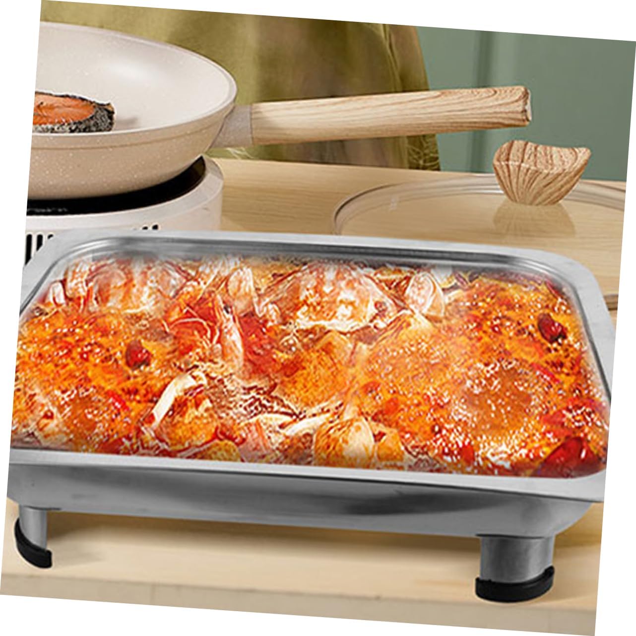 Ciieeo Stainless Steel Chafing Dish Warmer Buffet Server for Catering Outdoor Events Parties for Grilling Fish Exceptional Longevity Versatile Use