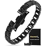 MagnetRX Magnetic Bracelets for Women - EllipseMAX 5X Strength 5,000 Gauss Magnets - Designed in USA & PATENT PENDING - Premium Titanium Womens Magnetic Bracelet & Adjustable Length (Black)