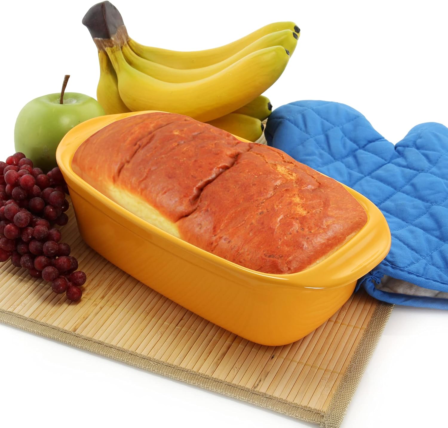 Chantal Classic Ceramic 1.5 quart Loaf Pan, 9" x 4.75" x 2.75", Marigold (93A-LF22 MY)