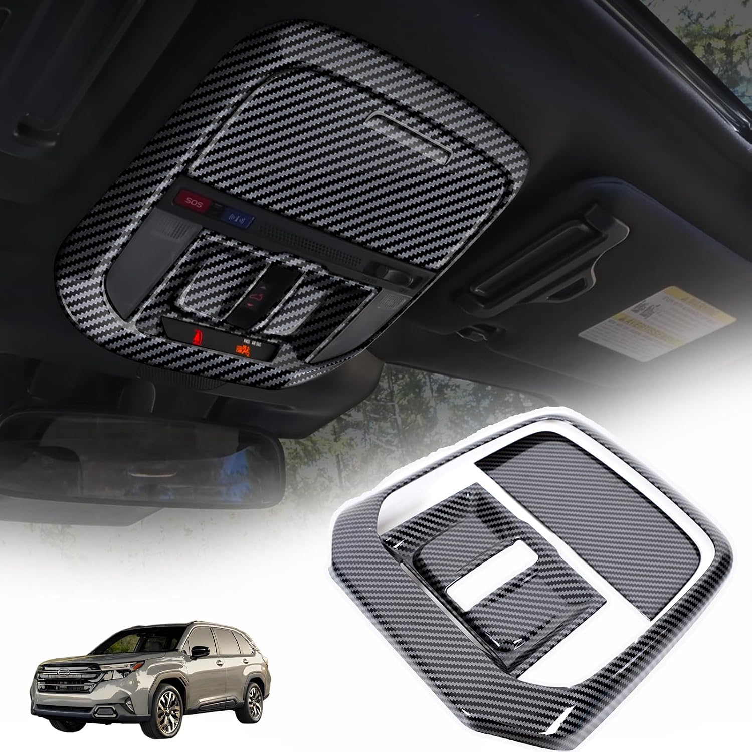 Sekhyna Front Reading Light Lamp Panel Cover Trim Compatible with Subaru Forester 2025,Inner Front Row Reading Light Lamp Switch Button Panel Decoration Interior Accessories (Carbon Fiber Pattern)