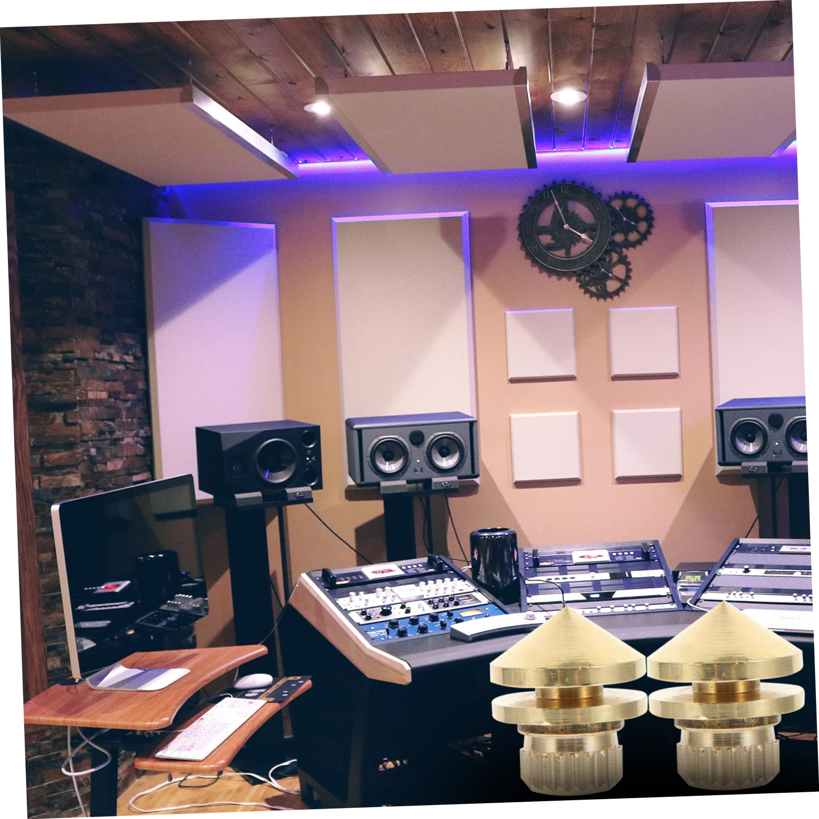 DOITOOL 4Pcs Shockproof Speaker Copper Spikes Pads for Monitors Multipurpose Isolation Feet for Speakers and Turntables Vibration Reduction