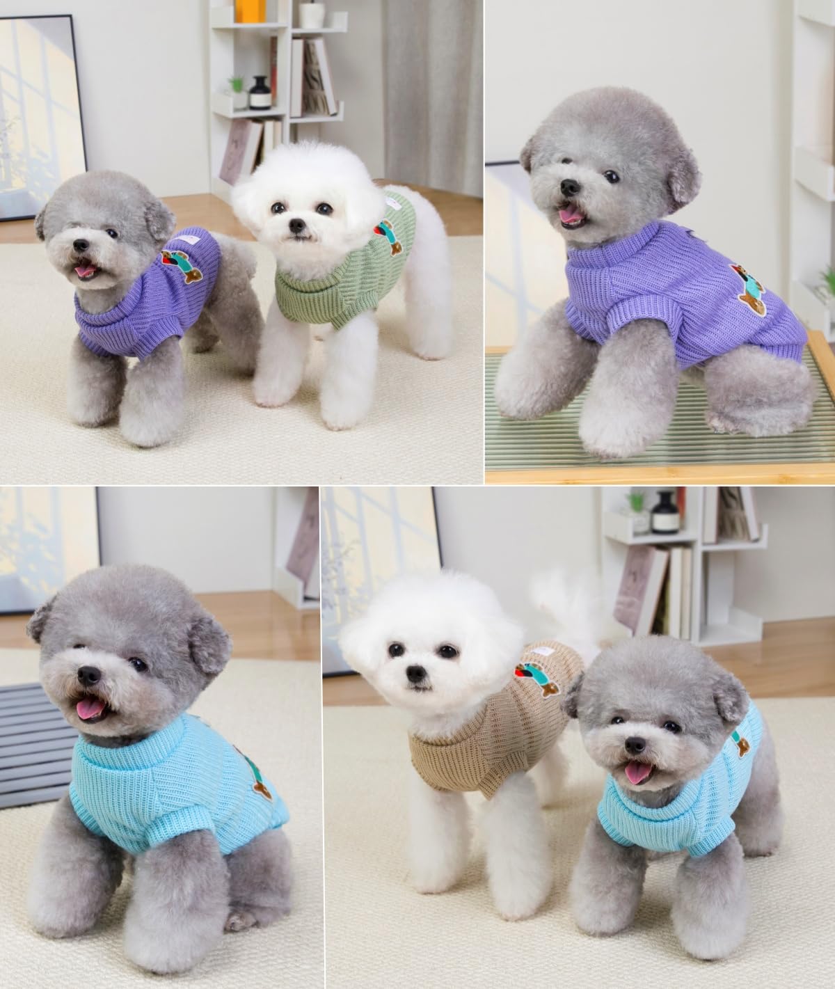 XHYRHTS Pull tricoté pour Petit Chien - Pull Extensible pour Animal Domestique - avec Anneau en D et Motif Chien - Chaud et Solide - Veste d'hiver et d'automne - Vêtements pour Chihuahua