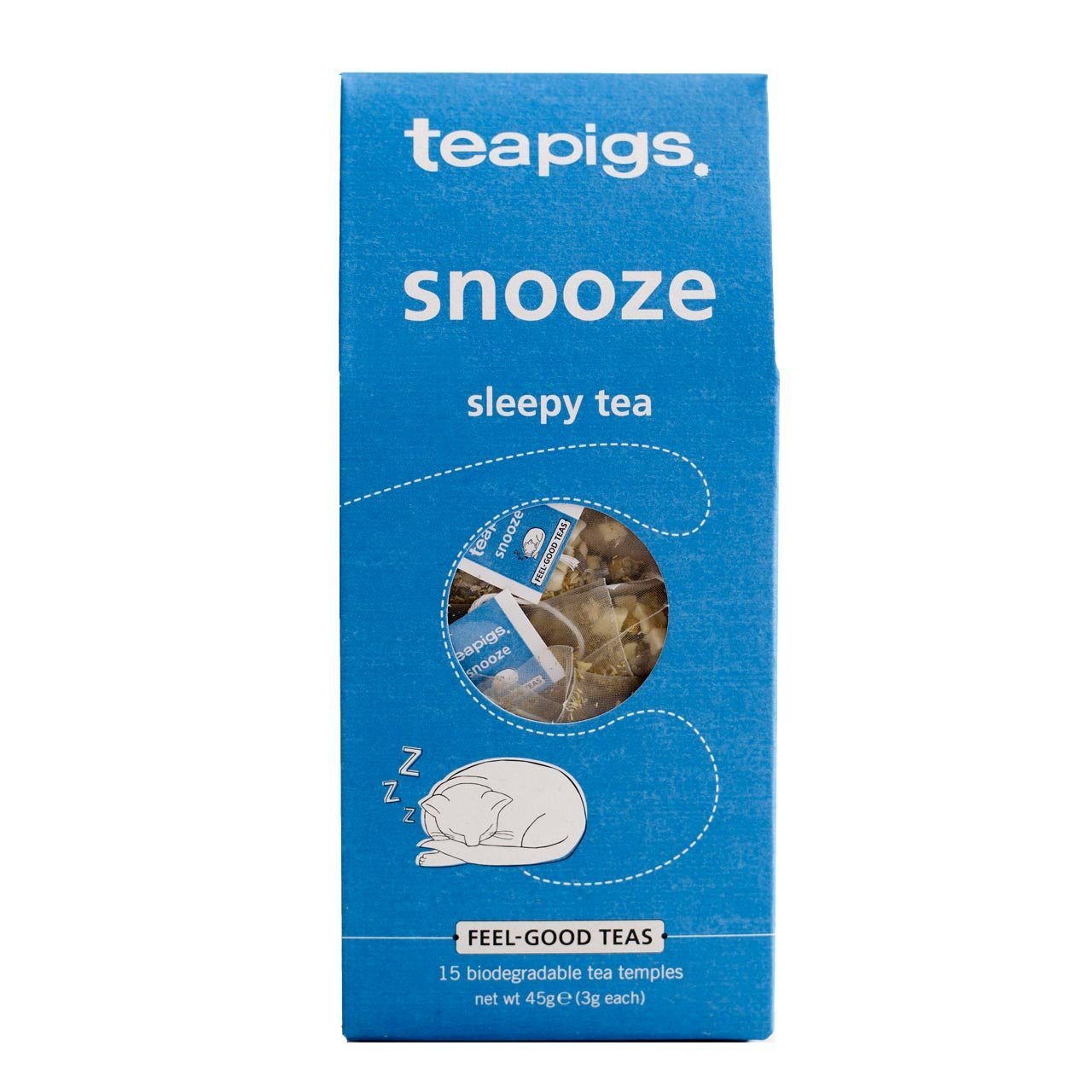 Snooze Sleepy Tea Bags - Relaxing Chamomile & Lavender Blend with notes of Lavender - Designed for Relaxation - Great Taste Award Winner - 15 Eco-Friendly Biodegradable Tea Temples (1 Pack)