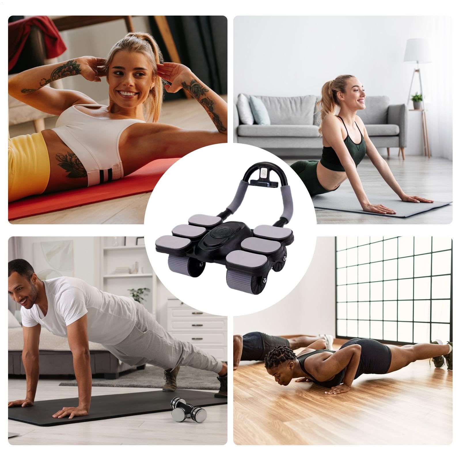 Rullo per addominali con rimbalzo automatico, attrezzo per allenamento addominale, per casa, palestra, fitness, allenamento addominali, per schiena, pancia, glutei, gambe