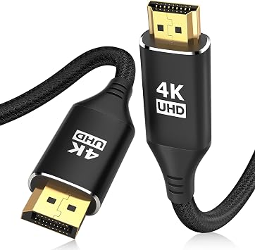 DisplayPort to HDMI 4K Cable 20FT, [Aluminum Shell, Nylon Braided] High Speed 1440P 60Hz, 1080P 120Hz Uni-Directional DP to HDMI Cord Compatible for Dell, HP, Insignia, Samsung