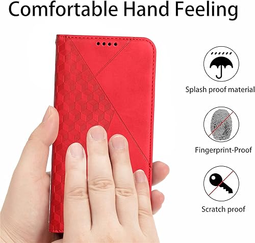 Miniatura 8 de Funda de piel sintética compatible con Tecno Camon 18 P, función atril compatible con Tecno Camon 18 CH6 CH6n Flip cierre magnético protección