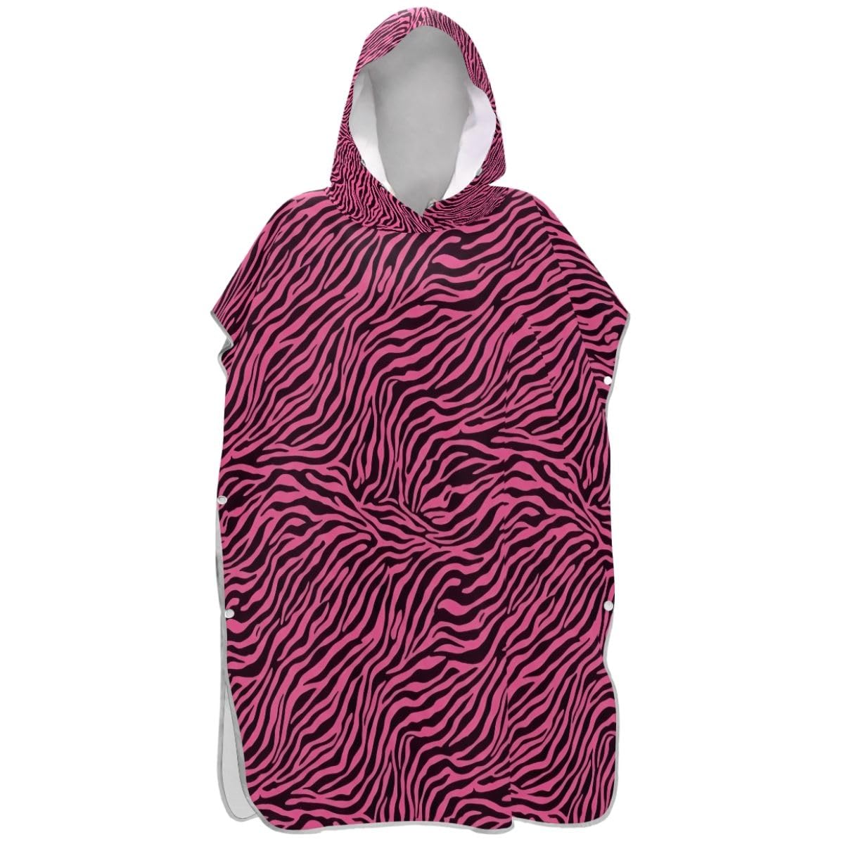 Serviette de bain à capuche zébrée rose pour se changer sur la plage