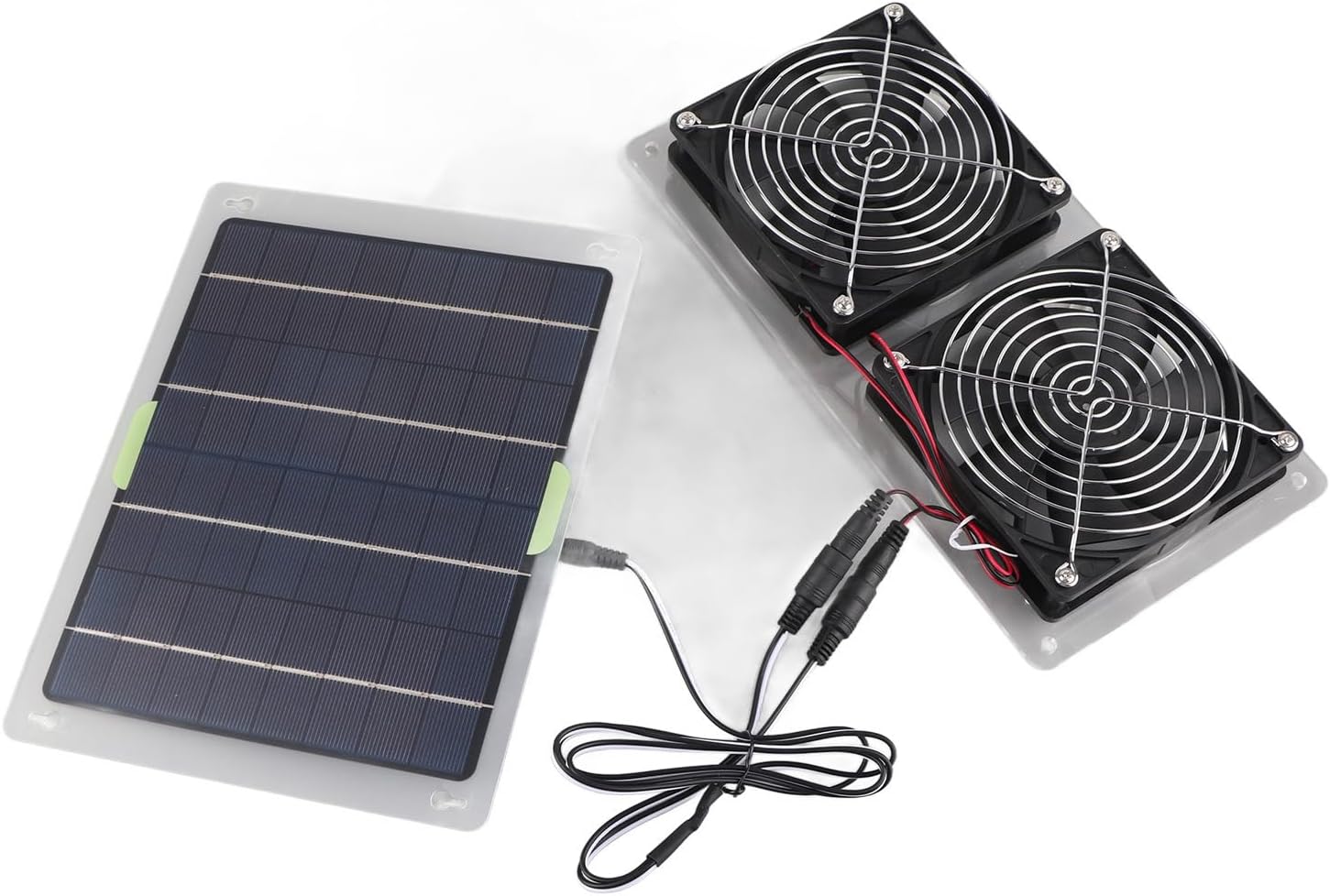 Solar Panel Powered Fan 100W 20V Dual Fans Mini Ventilator Green Energy for Dog House Greenhouse RV