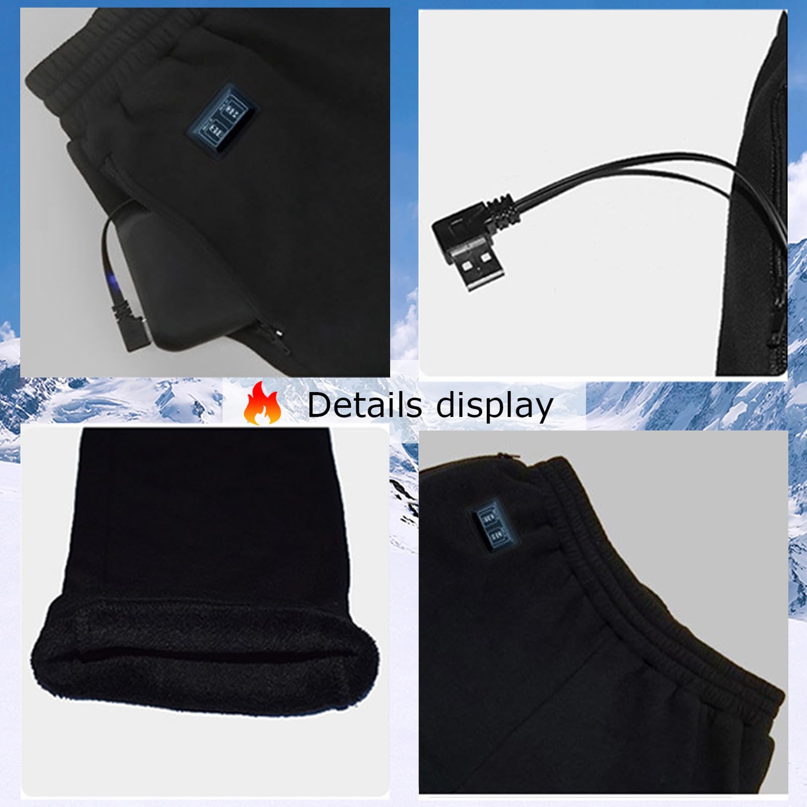 Ropa Interior Térmica Inteligente con Calefacción, Camisas Y Pantalones De Invierno, Ropa Interior Térmica para Acampar Al Aire Libre para Hombres Y Mujeres