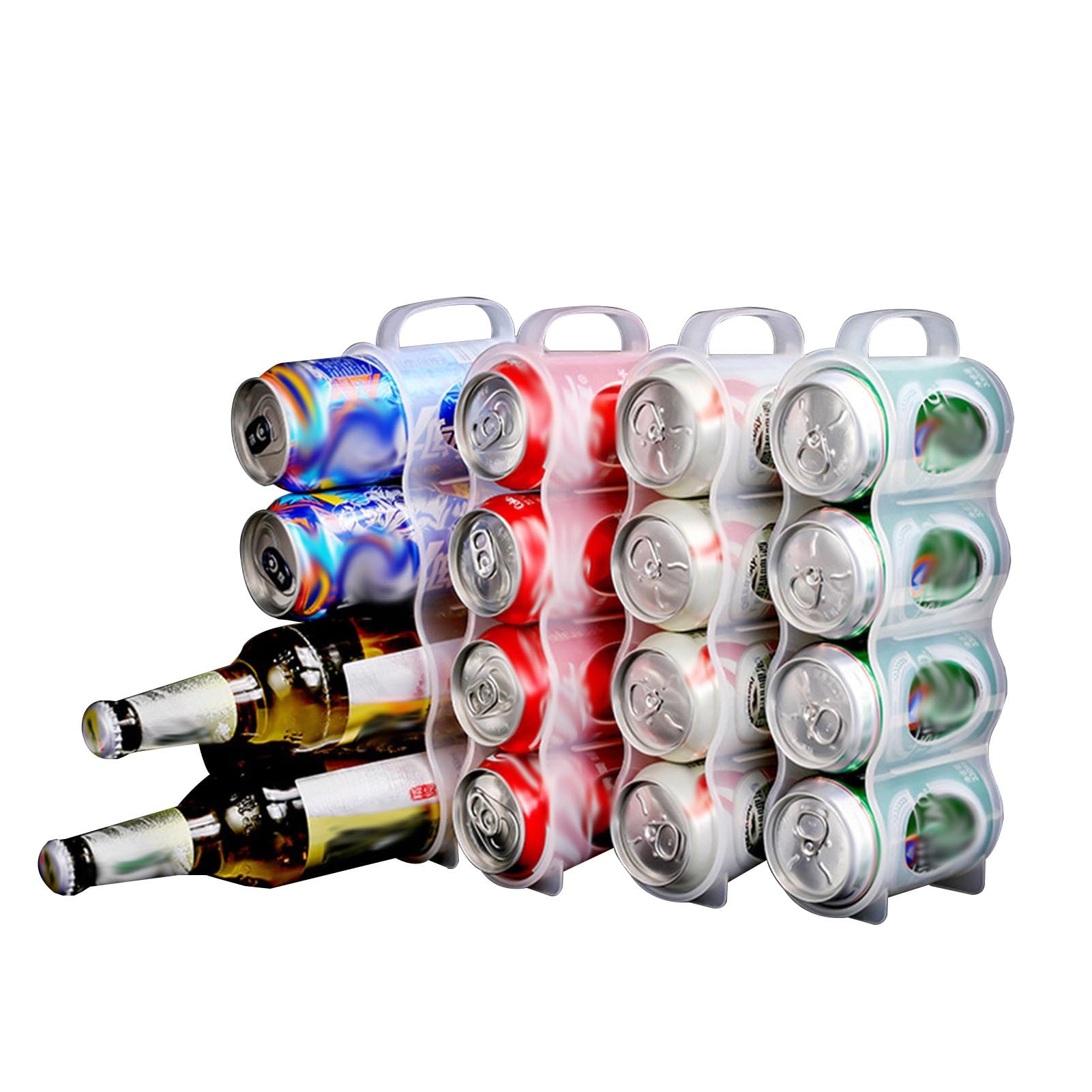 Organizador Latas Nevera Paquete De 4 Estantes Organizadores De Latas Transparentes Para Refrigerador, Soporte Dispensador De Almacenamiento De Bebidas Apilables Para Latas De Refrescos Para Refrigera