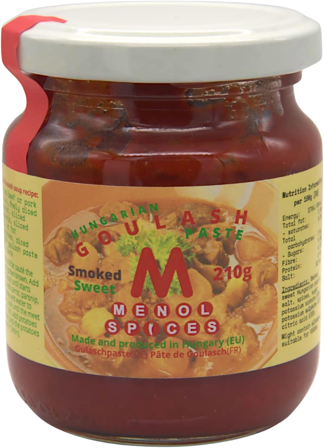 Menol Spices Authentic Hungarian Goulash Paste (Smoked sweet 7.4oz / 210g), Best Seasoning paste for Hungarian Goulash Stew or Soup, Easy Recipe is included, Seasoning sauce, Cooking sauce