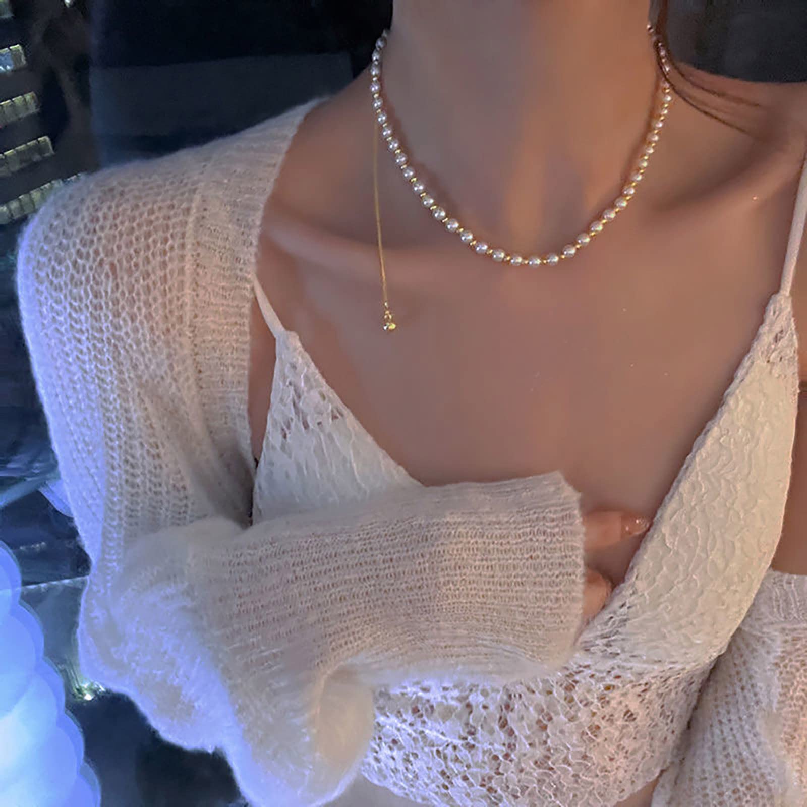 Collares de mujer colgantes para el Día de Patrck, collar de perlas de diamante y mariposa, colgante de cumpleaños para mujer, mamá, esposa, en forma de Y