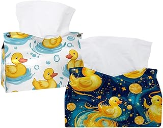 Paquete de 2 bonitos patos amarillos brillantes (37) fundas para caja de pañuelos, soporte de pañuelos faciales para baño, tocador, mesita de noche, salones y oficinas
