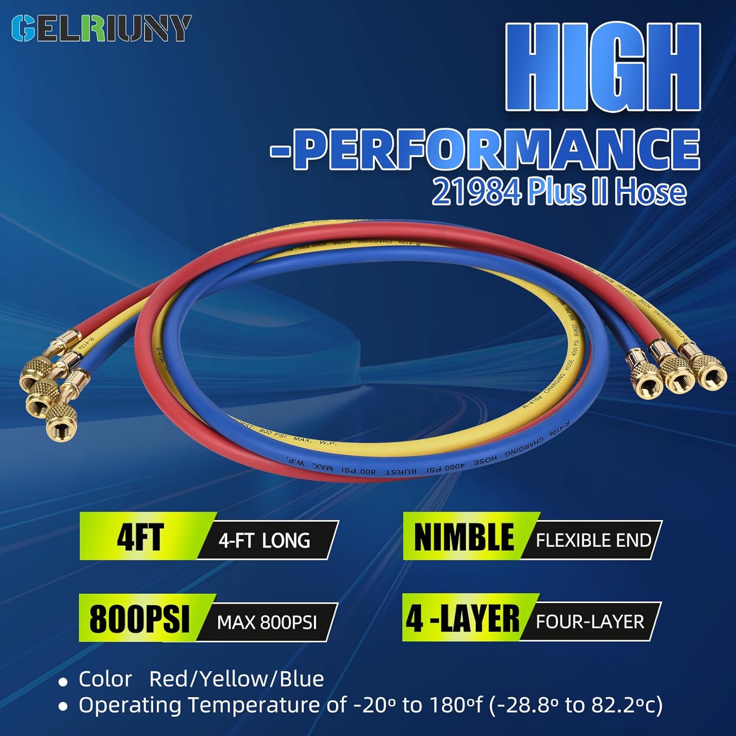 Pipe Freezing Device Assembly - Refrigerant Hose for HVAC Pipe Freezing Kits, 1/4-inch SAE Filling Hose with Fittings