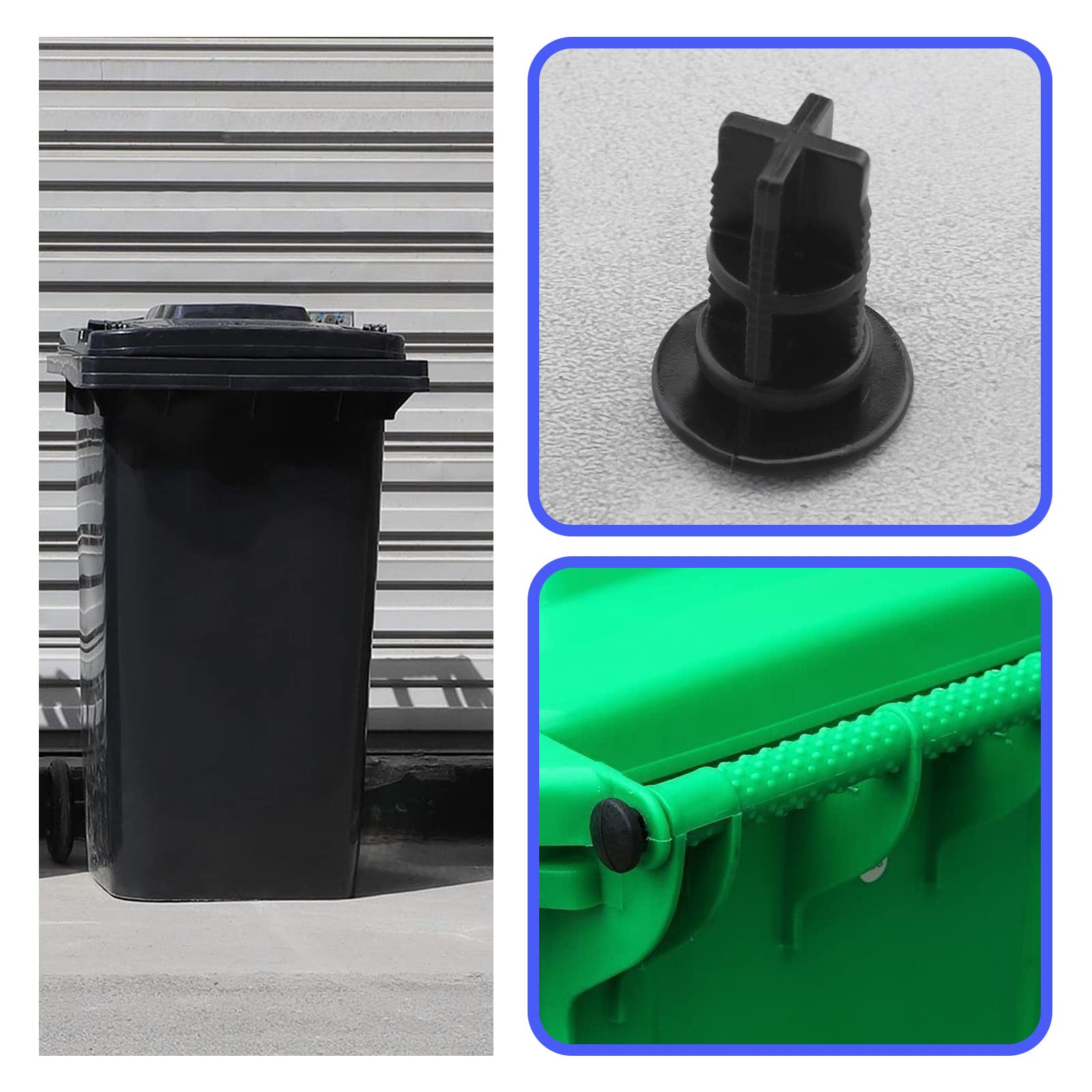 6 Stück Mülltonnen Scharnierstifte Aus Kunststoff - Grüne Deckelstifte Für Haushalt & Gewerbe