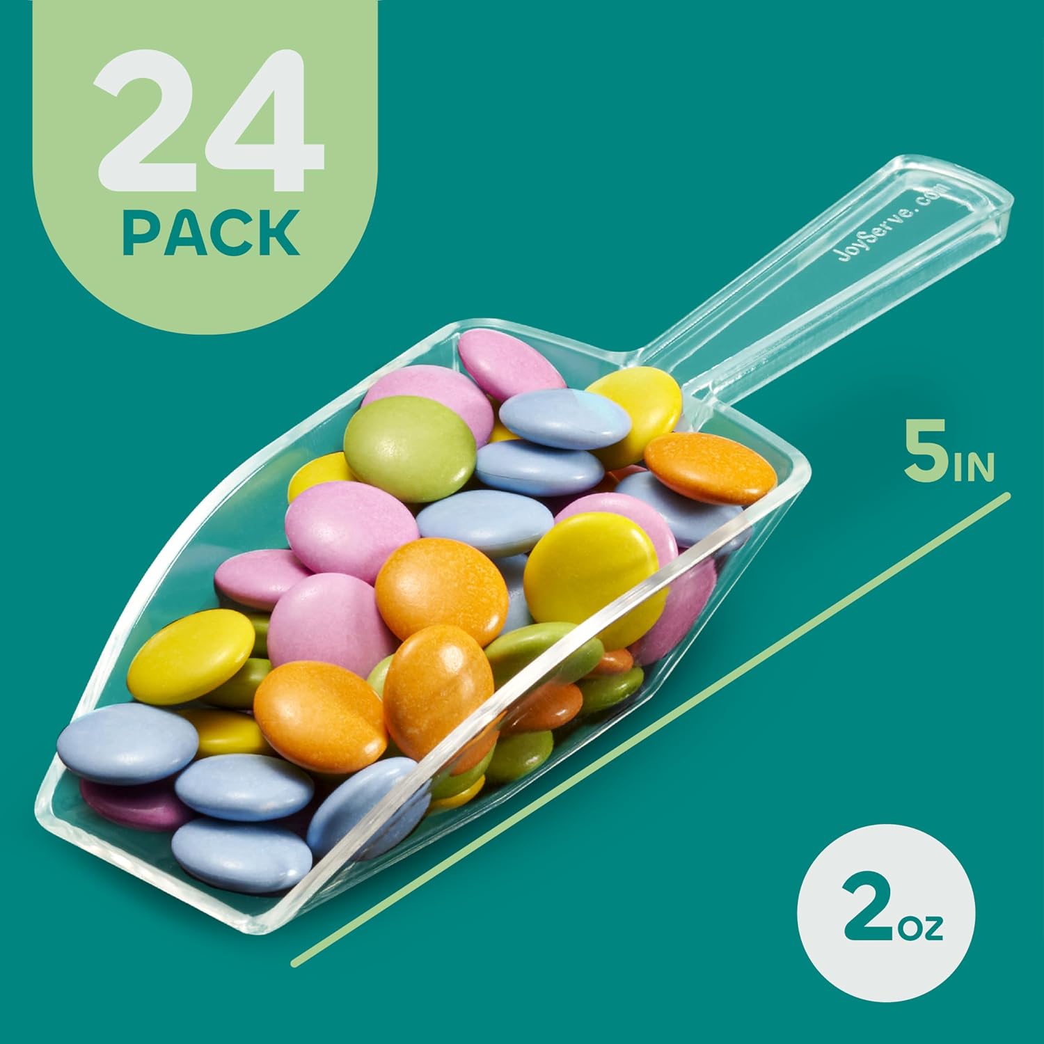 Clear Acrylic Candy Scoops (24-Pack) 5.5-Inch Mini Serving Scoops