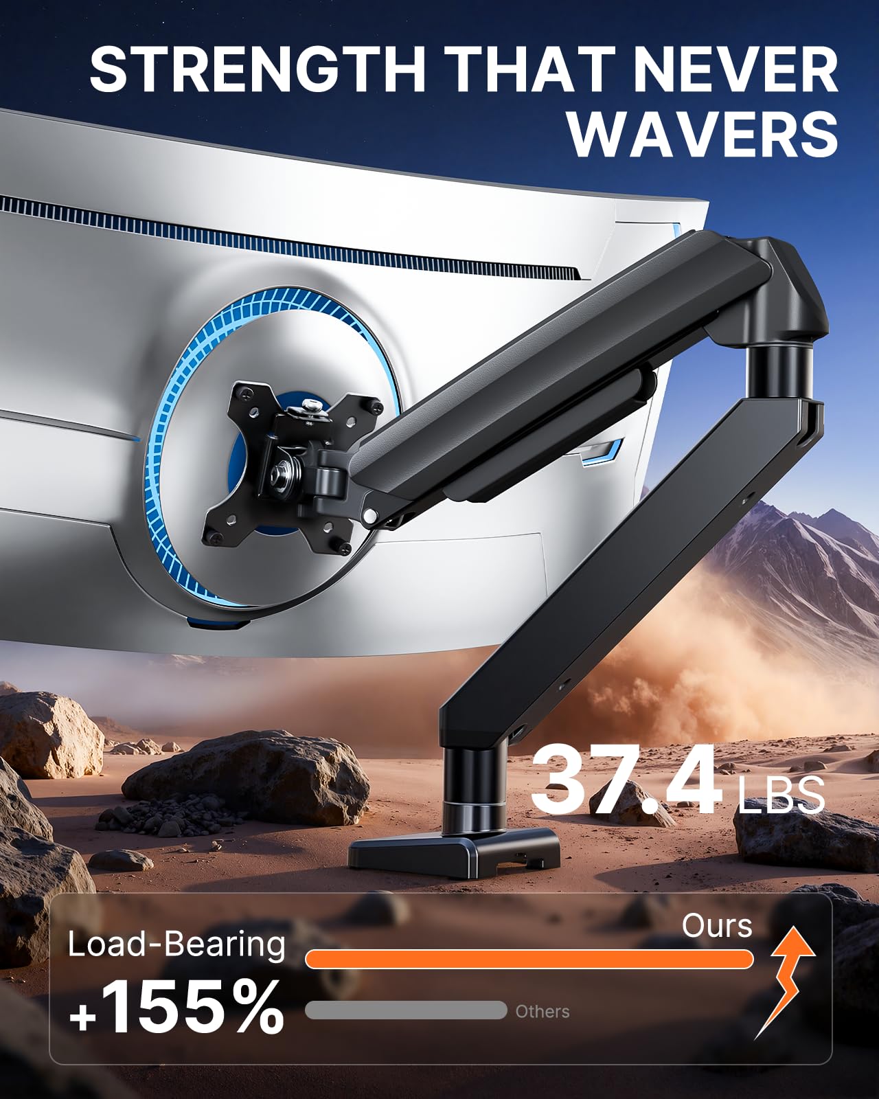 ErGear Schwerer Monitor Halterung für 13"-49" ultrabreite Bildschirme, 17kg Tragfähigkeit, voll-bewegliche Gaming Monitor Arm, felsenfeste Stütze, duale C-Klemme & Ösenhalterung, VESA 75x75/100x100mm