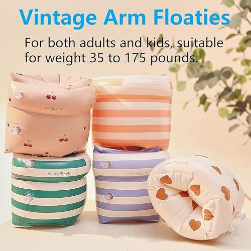 Miniatura 3 de 2-4 Pack Arm Floaties for Kids Adult - Vintage Striped Inflatable PVC Swimming Rings Pool Floats Arm Bands for Kids Adult Toddlers Children 3-5-6-12