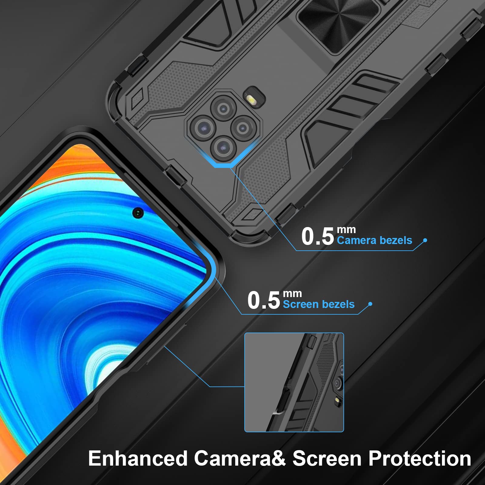 Funda para Xiaomi Redmi Note 15 Pro 5G, Carcasa Antigolpes con Soporte anular metálico, Case Protectora de Grado Militar, Azul — view 505
