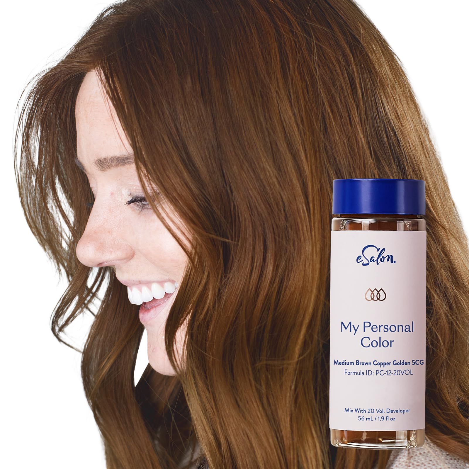 Permanent Hair Color & Hair Dye Kit - Medium Brown Copper Golden - Professional-Grade Personal Colorist for All Hair Types, Up To 100% Gray Coverage - Ammonia-Free