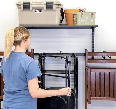 G-Chair Storage Rack with Wire Storage Shelf Folding Chair Rack for Home & Garage Organization, Chair Hangers for Folding, Beach, Patio & Camping Chairs, Heavy Duty Steel, Holds 300 lbs