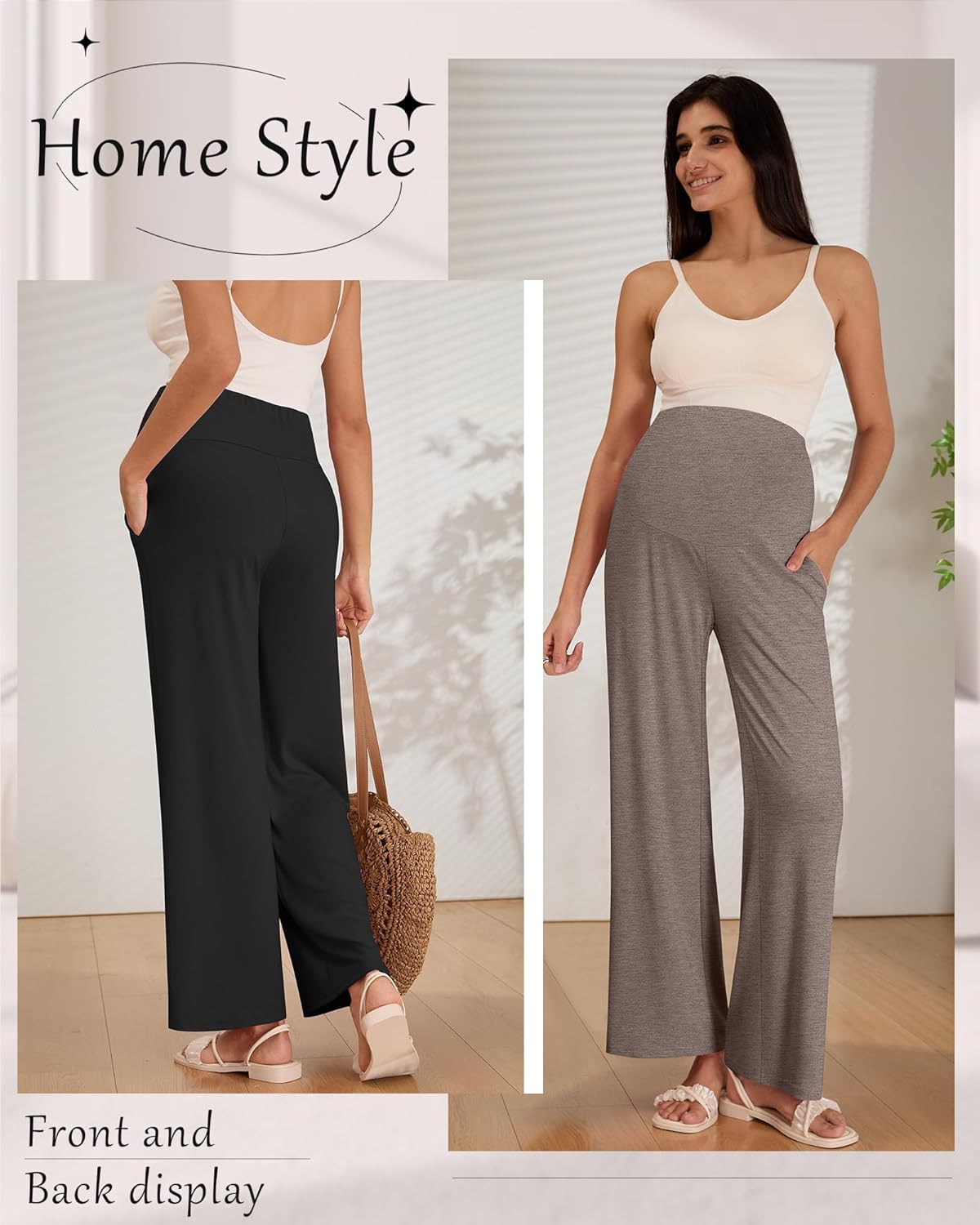 3 Pack Women's Maternity Pants Loose Wide Leg Pregnancy Sweatpants Over The Belly Lounge Pants Pajama with Pockets - Image 4