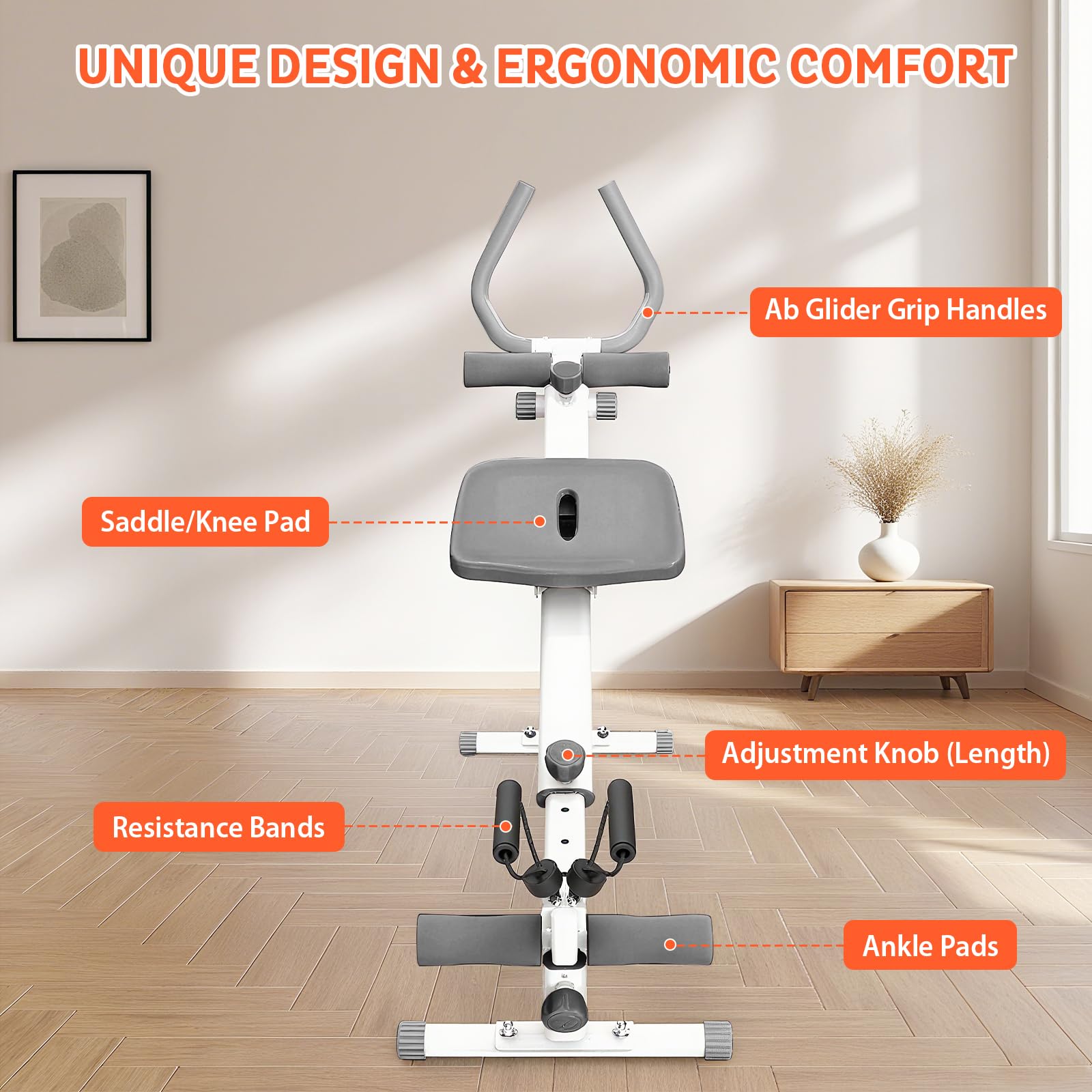 Rudergerät für Zuhause, 4-in-1-Übungsausrüstung, Klappbar Rudermaschine | Beinpressmaschine/Ab Glider Machine/Roman Chair,Indoor-Gerät für das Home-Gym,Multifunktionaler Rückenlehne,120kg Belastbar