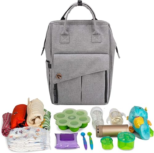 Miniatura 6 de Mochila versátil para pañales grande Elegante mochila impermeable para pañales, bolsa de pañales multifuncional para mamá, Panalera para Bebes 13