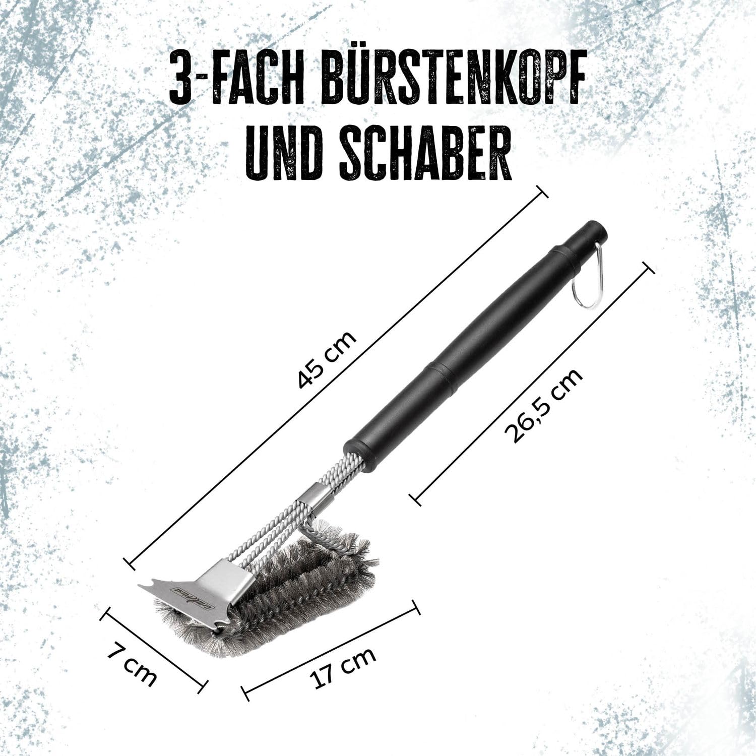 Borstenfreie Grillbürste Mit 360°-Schaber & Dampfreinigung – 48,3 Cm Edelstahl, Sicher Für Alle Rosttypen