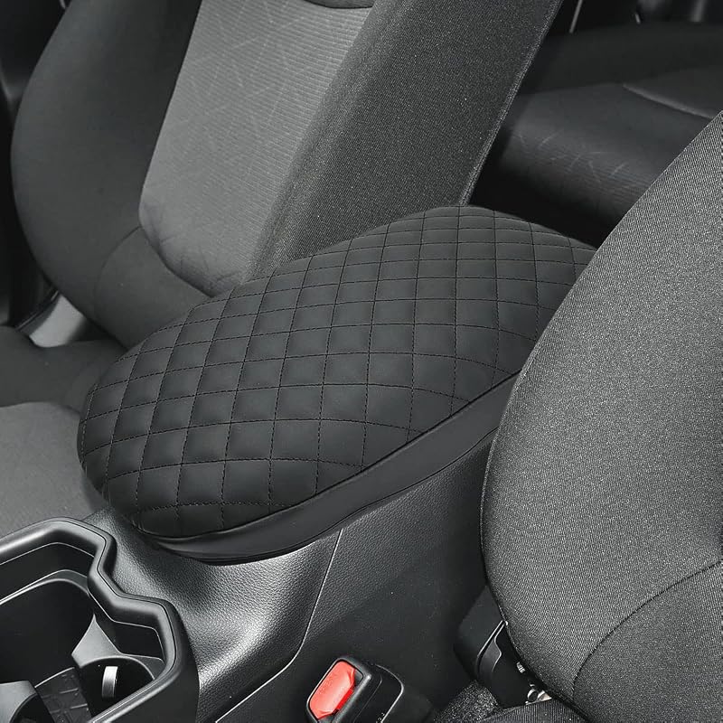 Capa para apoio de braço do console central INTGET para Toyota RAV4 – Preta com textura acolchoada