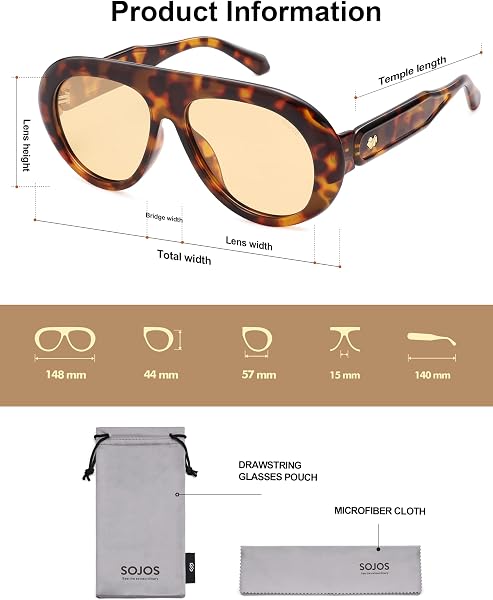 SOJOS Trendy Oversized Polarized Aviator Sunglasses Womens Men Retro Vintage 70s Style UV Protection Sun Glasses SJ2390 - 5