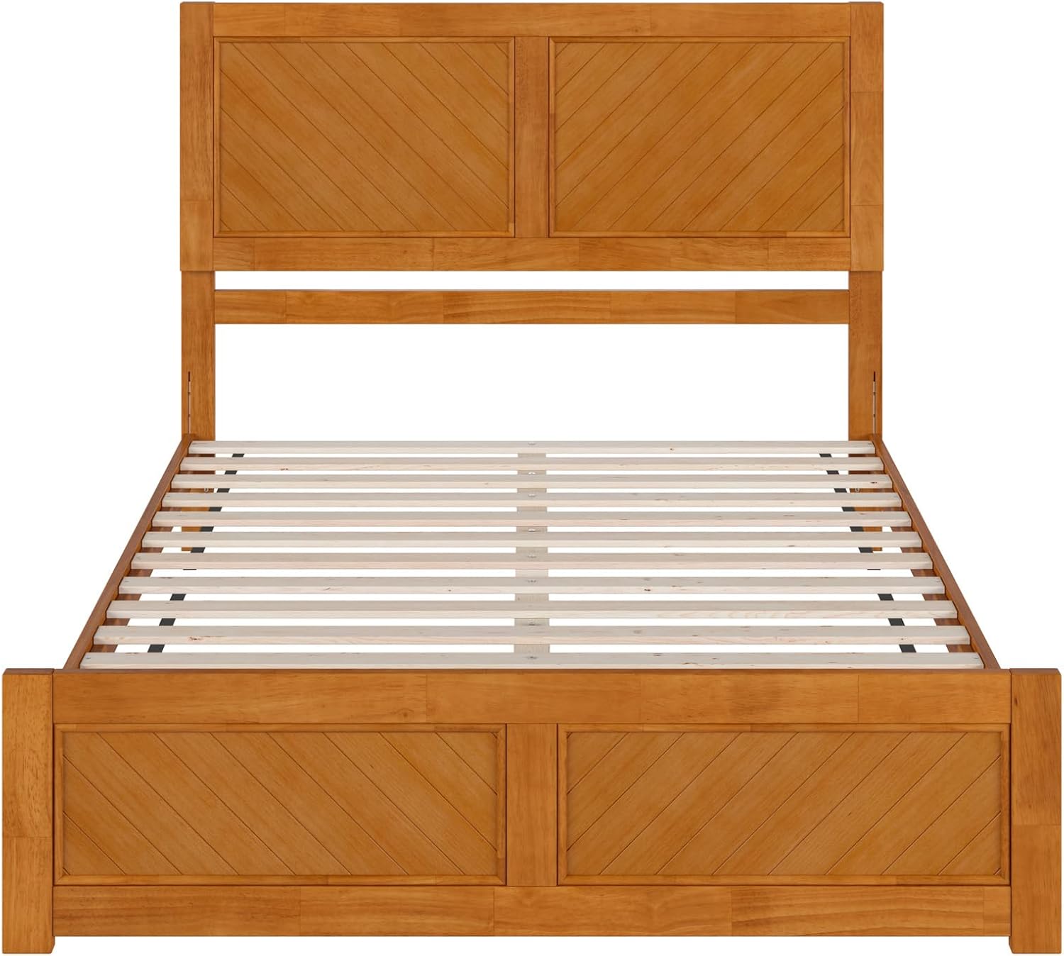 AFI, Berkshire Queen Solid Wood Low Profile Platform Bed with Matching Footboard, Light Toffee