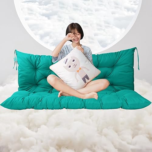 Miniatura 50 de Cojín para columpio de 2-3 plazas, cojines para exteriores con respaldo grueso de 4 pulgadas, almohadilla antidecoloración impermeable para jardín,